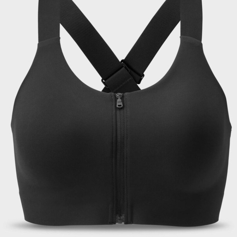 Duluth Trading Co Sports Bra Womens 3XL Plus Black High Impact Zip Front size 26